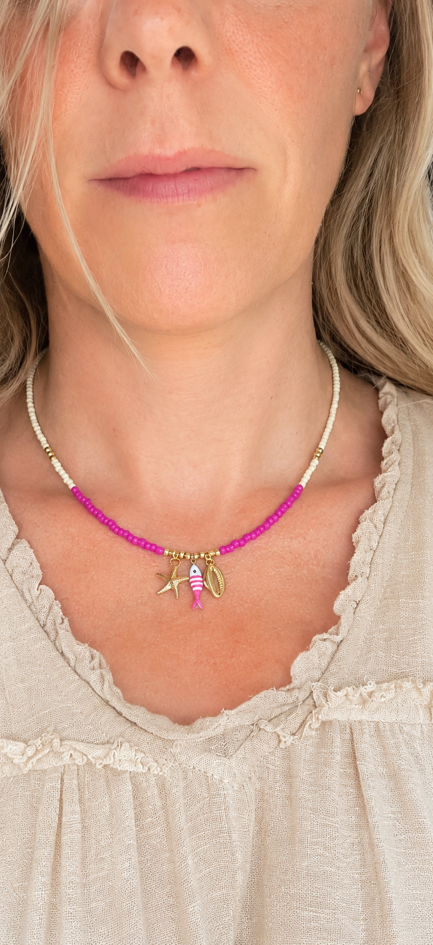 Beach kralenketting met visje, schelp & zeester 🪸