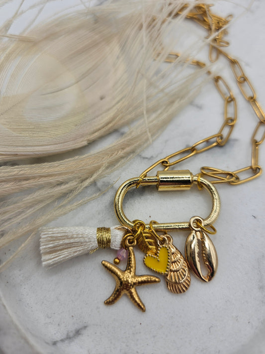 Gouden Schakelketting met Bedels – Stainless Steel (46 cm)