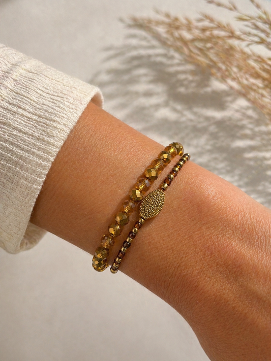 Boho/chique set van twee armbandjes 🤎🌟