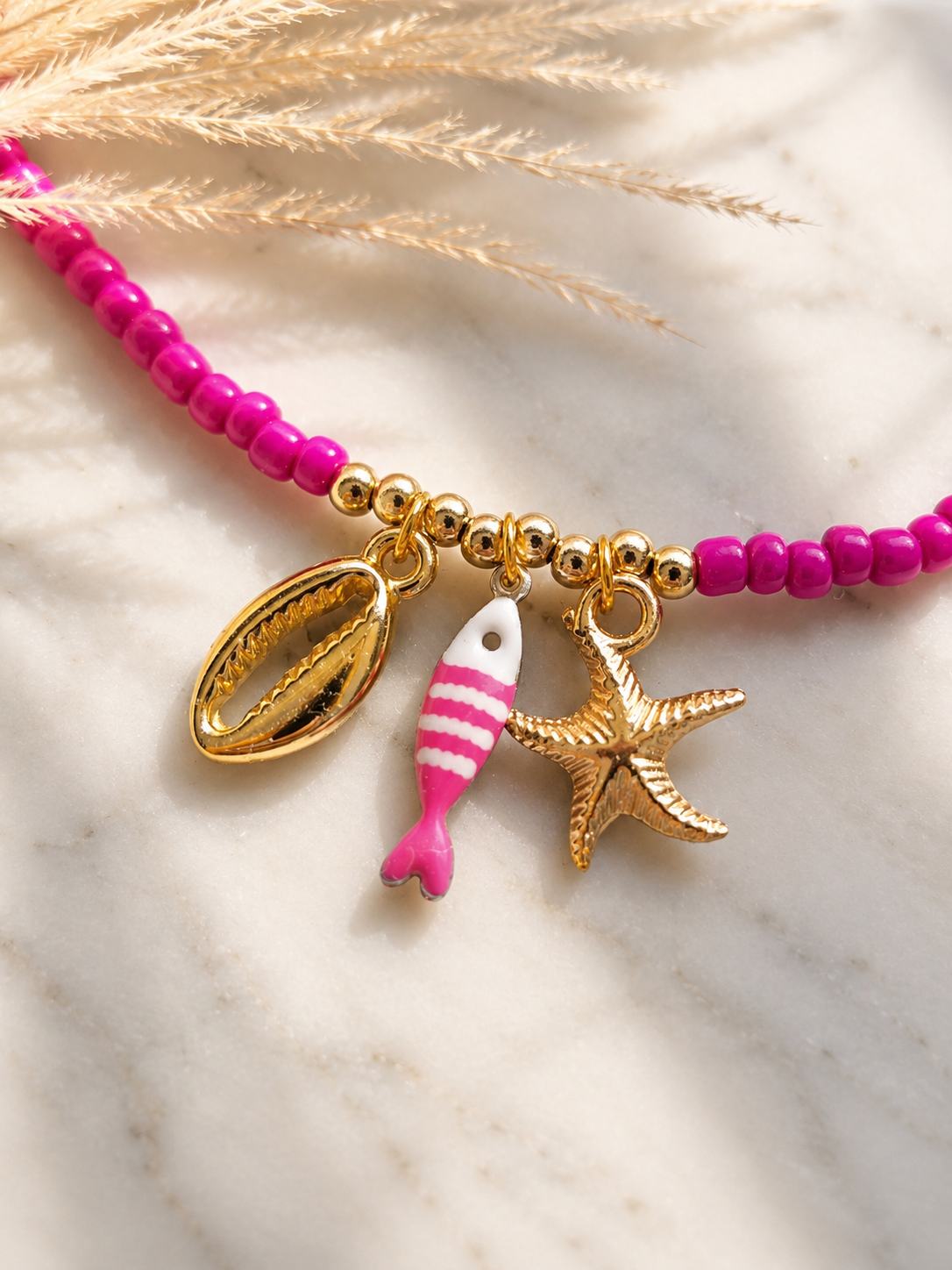Beach kralenketting met visje, schelp & zeester 🪸