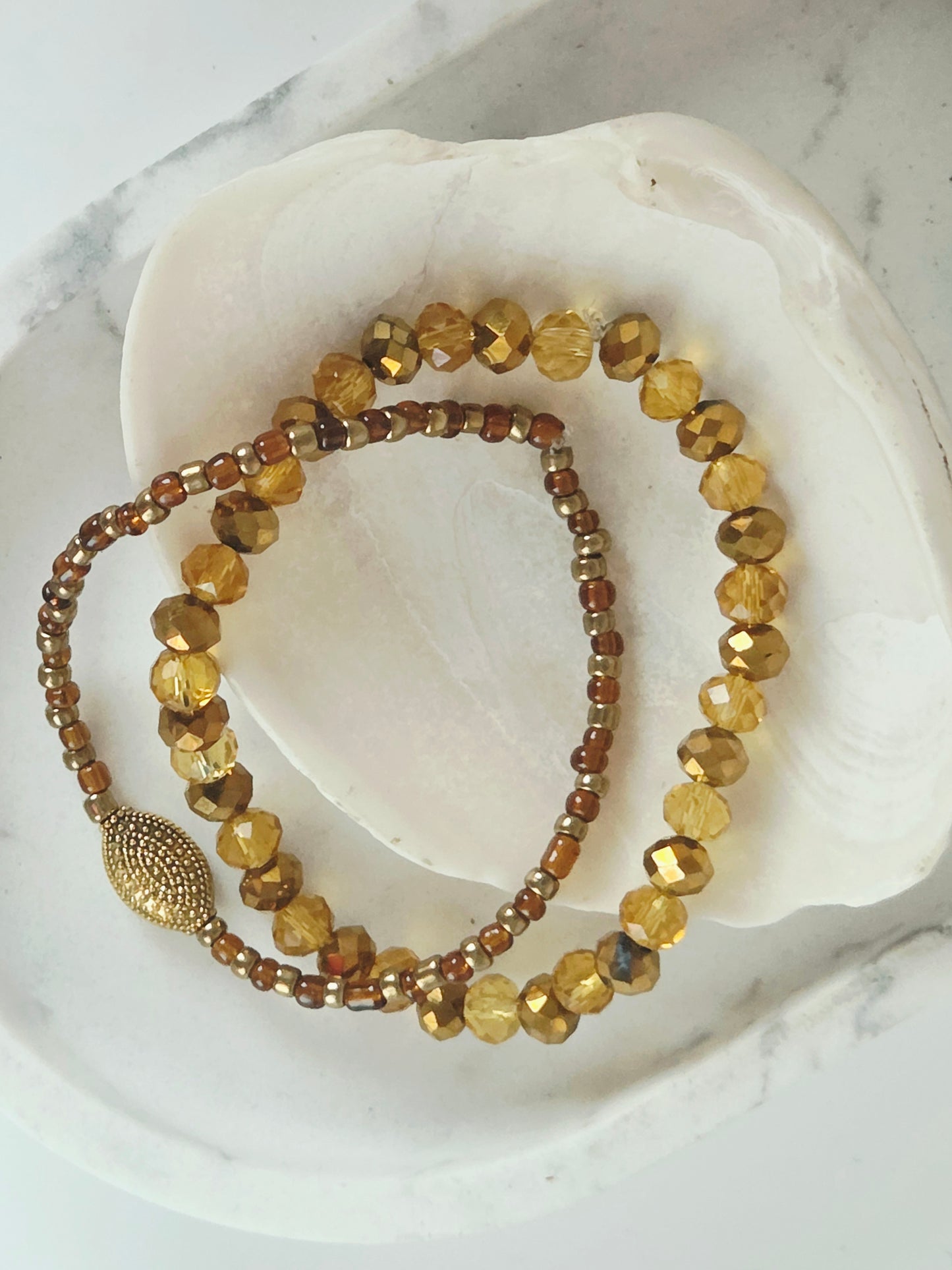 Boho/chique set van twee armbandjes 🤎🌟