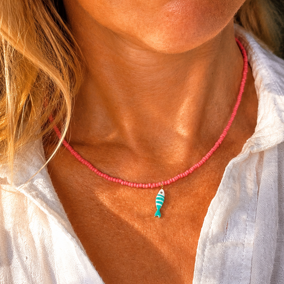 Koraalroze fish necklace 🐠 - summer beach collection
