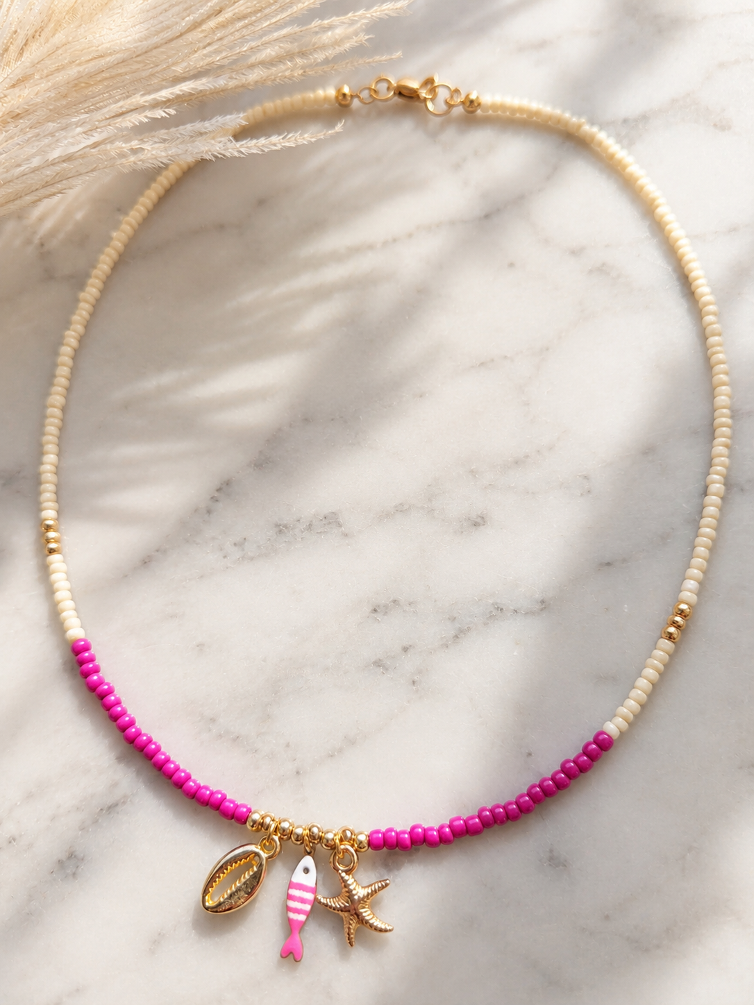 Beach kralenketting met visje, schelp & zeester 🪸